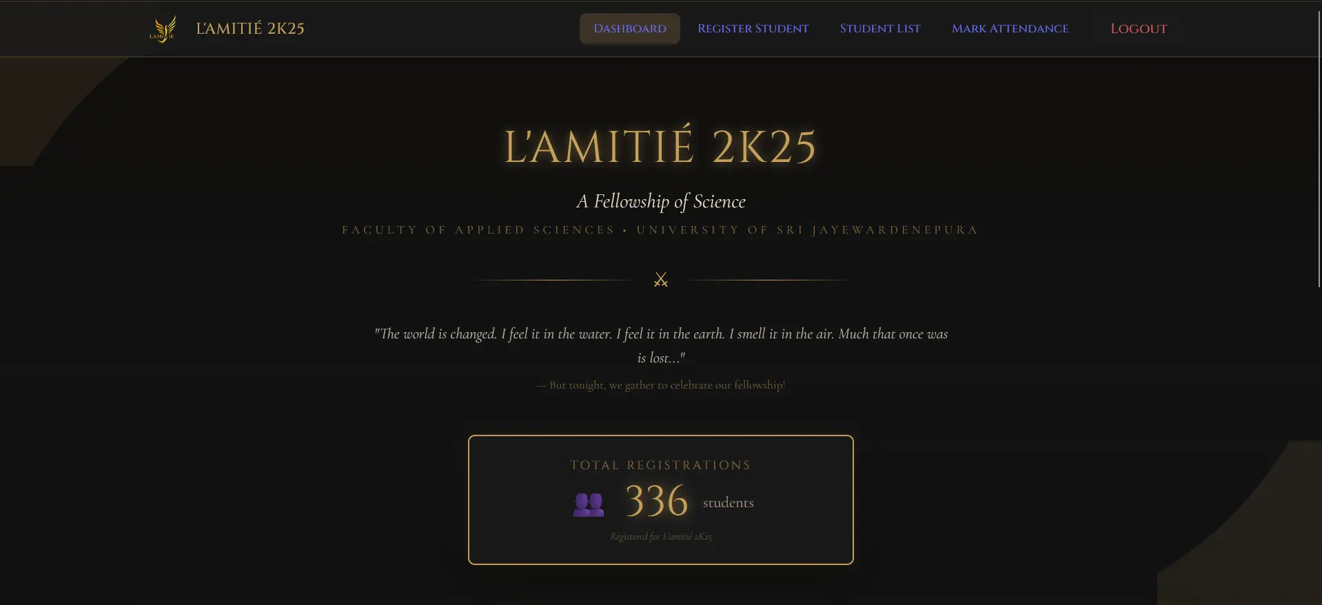 Lamitie registration admin screen