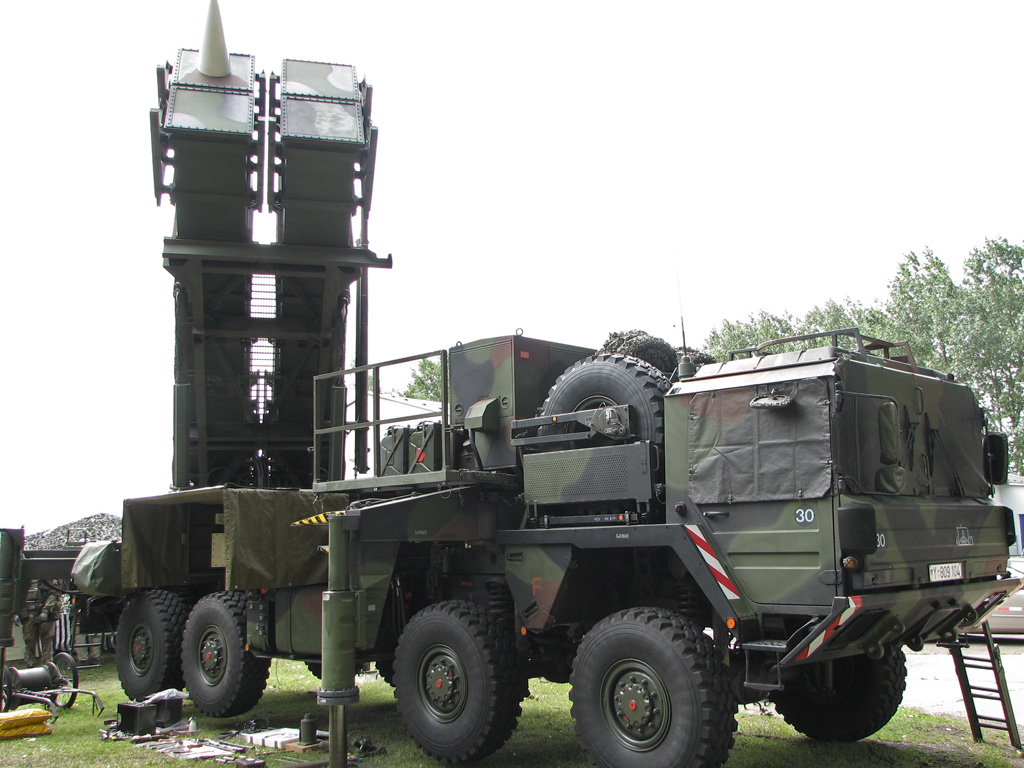 MIM-104 Patriot surface-to-air missile system battery deployed in the field